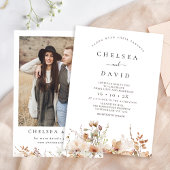 Rustiek Bruin Foto Bloemen Huwelijk Kaart