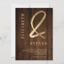 Rustiek bruin goud ampers en namen foto bruiloft kaart