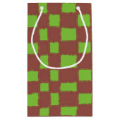 Rustiek bruin groen geruit schaakbordpatroon klein cadeauzakje (Achterkant)