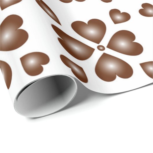 Rustiek Bruin Hart Bloemen Wit Cadeaupapier (Rol Hoek)