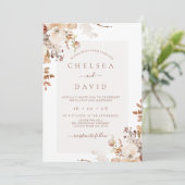 Rustiek Bruin Herfst Bloemen Huwelijk Kaart (Staand voorkant)