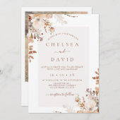 Rustiek Bruin Herfst Bloemen Huwelijk Kaart (Voorkant / Achterkant)