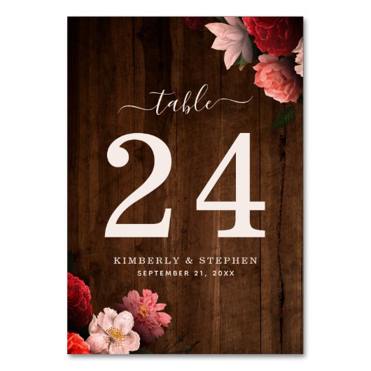 Rustiek Bruin Hout Boho Koraal Bloemen Kaart (Voorkant)