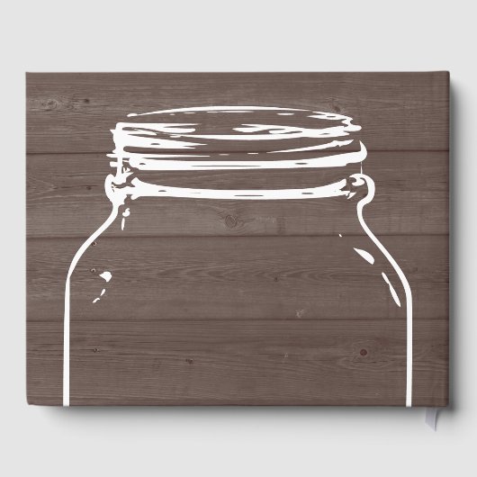 Rustiek bruin hout bruiloft mason jar silhouet gastenboek (Achterkant)