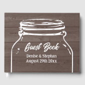 Rustiek bruin hout bruiloft mason jar silhouet gastenboek (Voorkant)