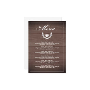 Rustiek bruin hout bruiloft receptie diner menu