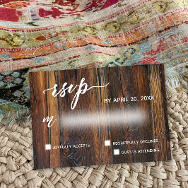 Rustiek Bruin Hout Casual Verzoek Trouwen RSVP Kaartje