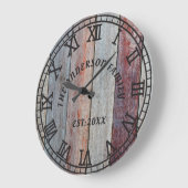 Rustiek Bruin Hout Custom Familienaam Grote Klok (Hoek)