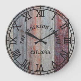 Rustiek Bruin Hout Custom Familienaam Grote Klok