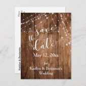 Rustiek Bruin Hout, Lichte Koorden sparen de Datum Aankondigingskaart (Voorkant / Achterkant)