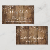 Rustiek Bruin Hout & Lichten Bruiloft Details Informatiekaartje (Voorkant / Achterkant)