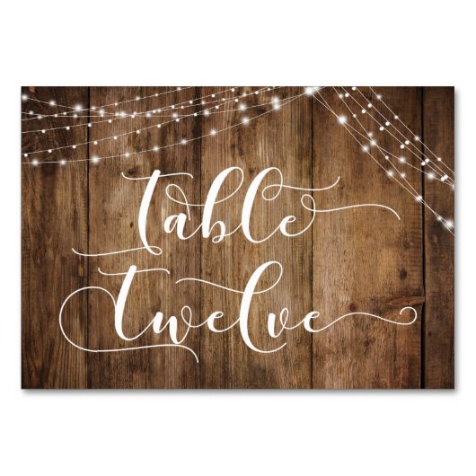 Rustiek Bruin Hout & Lichten Tafel Twaalf Kaart (Voorkant)