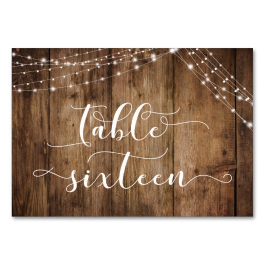 Rustiek Bruin Hout & Lichten Tafel Zestien Kaart (Voorkant)