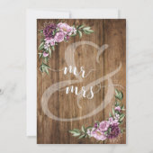 Rustiek Bruin Hout Roze Pioenen Boeket Bruiloft Kaart (Achterkant)