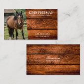 Rustiek Bruin Hout Textuur Paard Foto Equine Visitekaartje (Voorkant / Achterkant)