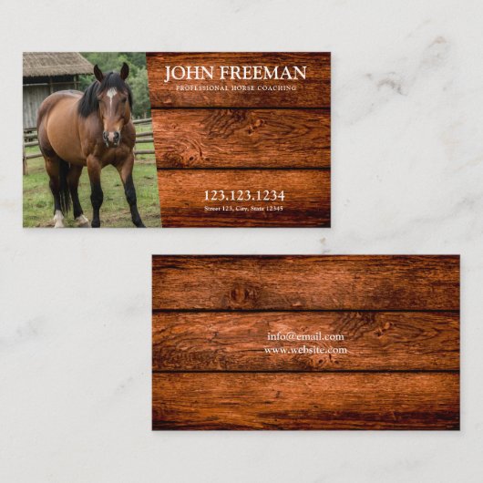 Rustiek Bruin Hout Textuur Paard Foto Equine Visitekaartje (Voorkant / Achterkant)