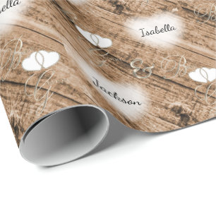 Rustiek Bruin Hout Trouwen Design Cadeaupapier