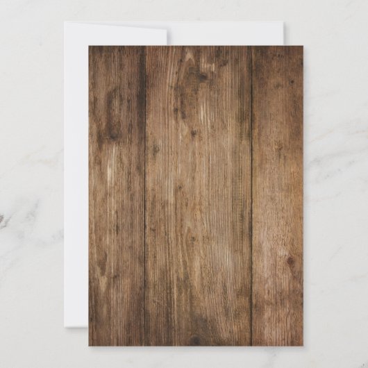 Rustiek Bruin Hout w / Scrollwork Save the Date (Achterkant)