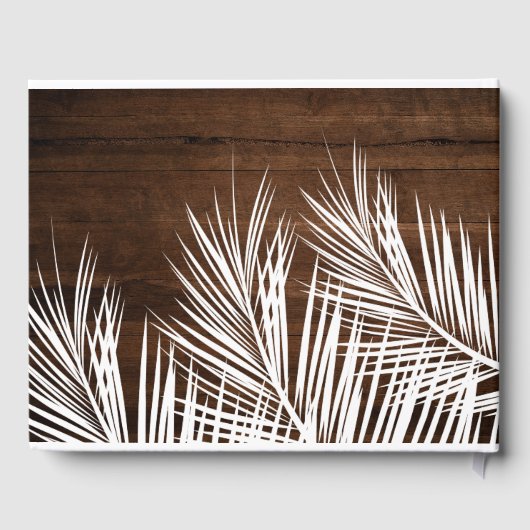 Rustiek bruin hout wit strandhuis typografie gastenboek (Achterkant)