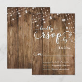 Rustiek Bruin Hout, Witte Lichte Koorden RSVP Kaartje (Voorkant / Achterkant)