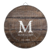 Rustiek Bruin Houten Boerderij Familie Monogram Dartbord (Voorkant)