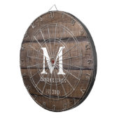 Rustiek Bruin Houten Boerderij Familie Monogram Dartbord (Voorkant Rechts)
