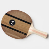 Rustiek Bruin Houten Gestreepte Monogrammed Tafeltennisbatje (Zijkant)