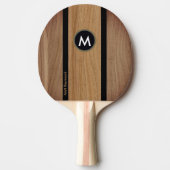 Rustiek Bruin Houten Gestreepte Monogrammed Tafeltennisbatje (Voorkant)