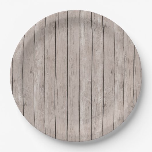 Rustiek Bruin Houten Huwelijk Papieren Bordje (Voorkant)