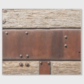 Rustiek bruin houten metaalontwerp cadeaupapier (Vlak)