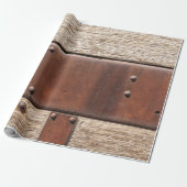 Rustiek bruin houten metaalontwerp cadeaupapier (Uitgerold)