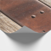 Rustiek bruin houten metaalontwerp cadeaupapier (Hoek)