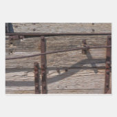 Rustiek bruin houten metaalontwerp inpakpapier vel (Voorkant 3)