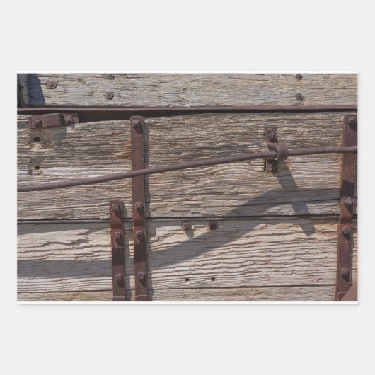 Rustiek bruin houten metaalontwerp inpakpapier vel (Voorkant 3)