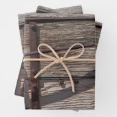 Rustiek bruin houten metaalontwerp inpakpapier vel (In situ)