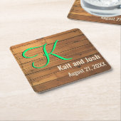 Rustiek Bruin Houten Schuur Boerderij Monogram Kartonnen Onderzetters (Schuin)