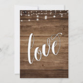Rustiek Bruin Houten Witte Lichten & Script, Huwel Kaart (Achterkant)