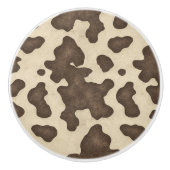 Rustiek Bruin Koe Print Country Western Rodeo Keramische Knop (Voorkant)