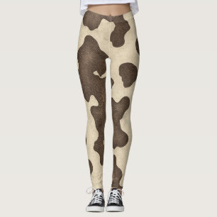 Rustiek Bruin Koe Print Country Western Rodeo Leggings