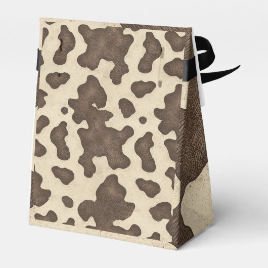 Rustiek Bruin Koe Print Country Western Rodeo Part Bedankdoosjes (Achterkant)