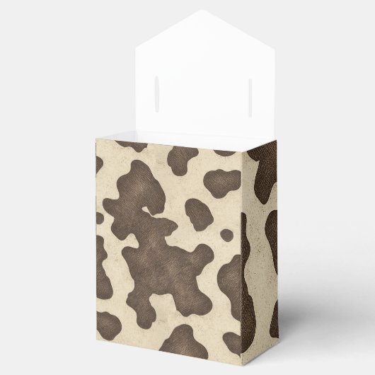 Rustiek Bruin Koe Print Country Western Rodeo Part Bedankdoosjes (Geopend)