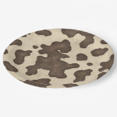 Rustiek Bruin Koe Print Country Western Rodeo Part Papieren Bordje (Gekanteld)