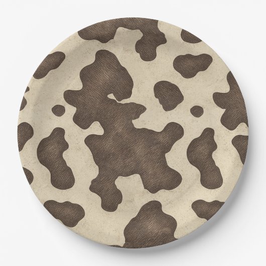 Rustiek Bruin Koe Print Country Western Rodeo Part Papieren Bordje (Voorkant)