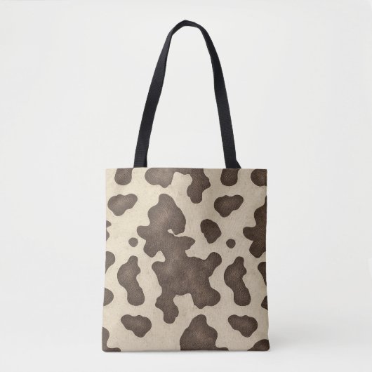 Rustiek Bruin Koeienhuid Koe Print Land Western Tote Bag (Voorkant)