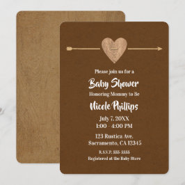 Rustiek Bruin Kraft Heart Arrow Barn Baby shower Kaart