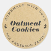 Rustiek Bruin Kraft Vakantie Bakken Gift Ronde Sticker (Voorkant)