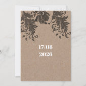 Rustiek bruin kraftpapier papier zwart bloemenkant kaart (Achterkant)