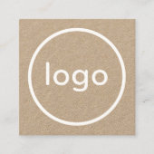 Rustiek bruin kraftpapier voeg je logo handgemaakt vierkante visitekaartje (Voorkant)