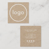 Rustiek bruin kraftpapier voeg je logo handgemaakt vierkante visitekaartje (Voorkant / Achterkant)