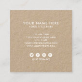 Rustiek bruin kraftpapier voeg je logo handgemaakt vierkante visitekaartje (Achterkant)